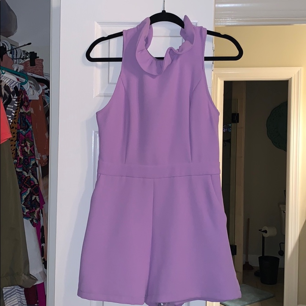 DO+BE purple ruffle neck romper (size M)